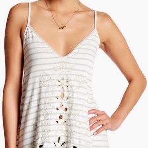 NWT Free People Tank Top Size Small Ivory Striped